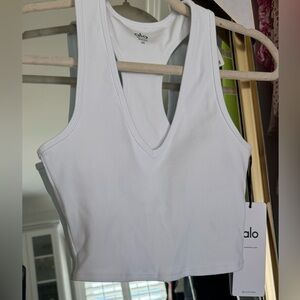 Alo Goddess Ribbed Cropped Racerback Tank - XS